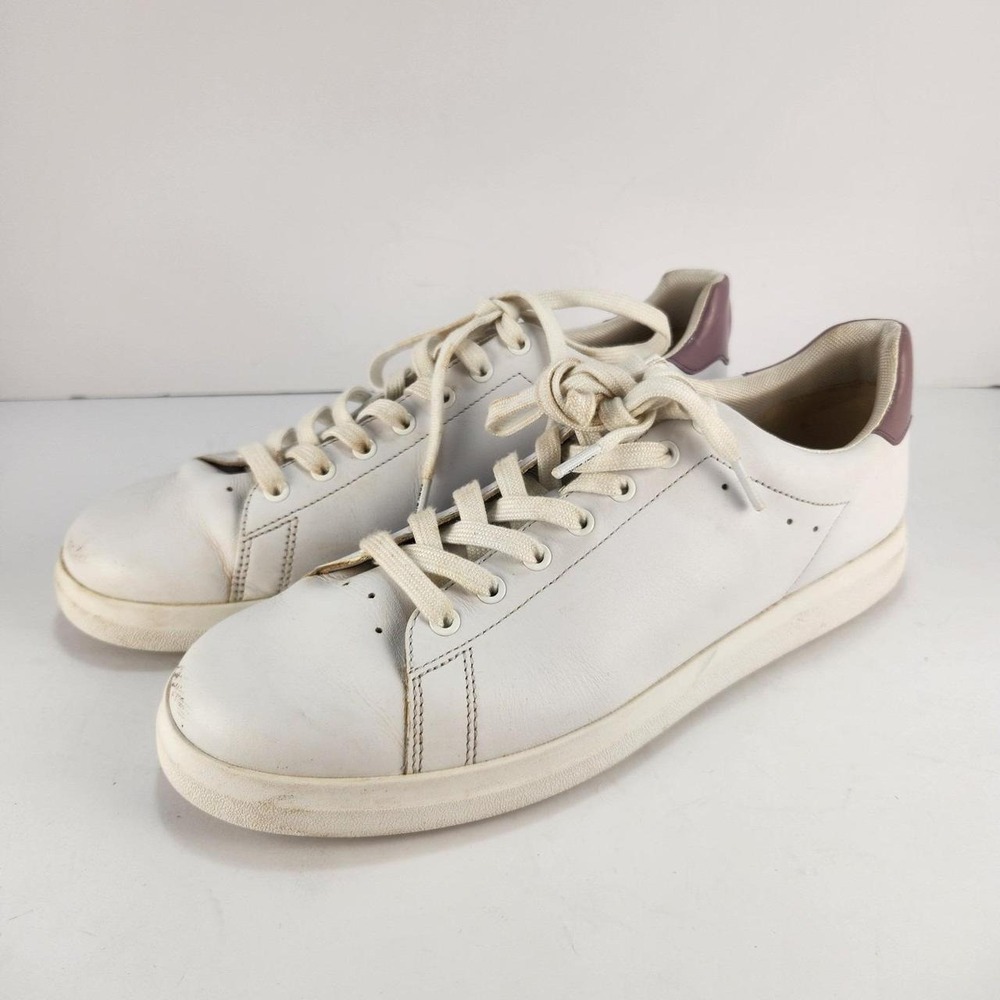 Tory Burch Howell Court Women's 11M White Leather Purple Low Top Sneakers Shoes